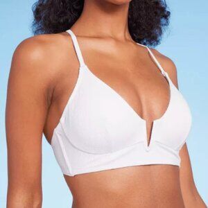Target Shade & Shore Ribbed Longline V-wire Bikini Top M